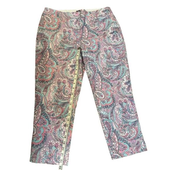 Talbots Perfect Crop in Polished Paisley Lavendar, Coral, Teal, Black Size 8P - Picture 7 of 9